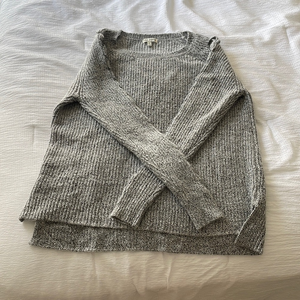 rag poets grey sweater - woven sleeve